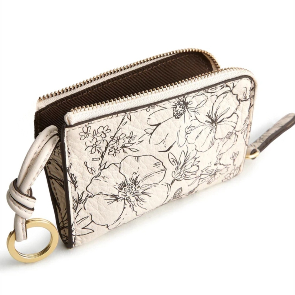 🆕VERA BRADLEY Bloom Cottage Zip Card Pouch Cream